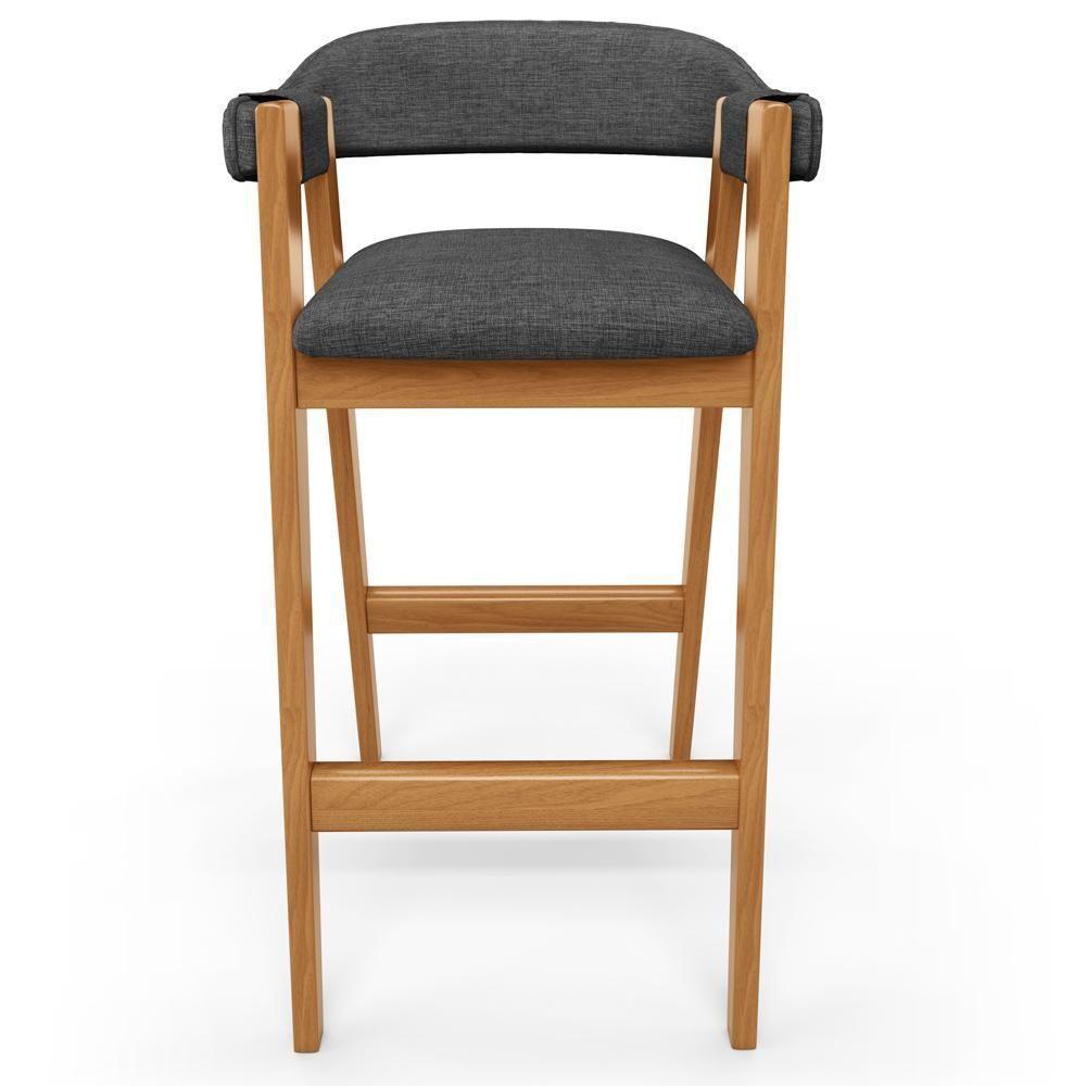 Banqueta Alta Bar Cozinha Sala De Jantar Bar Nadja L02 Linho Cinza Escuro - Lyam Decor - 6