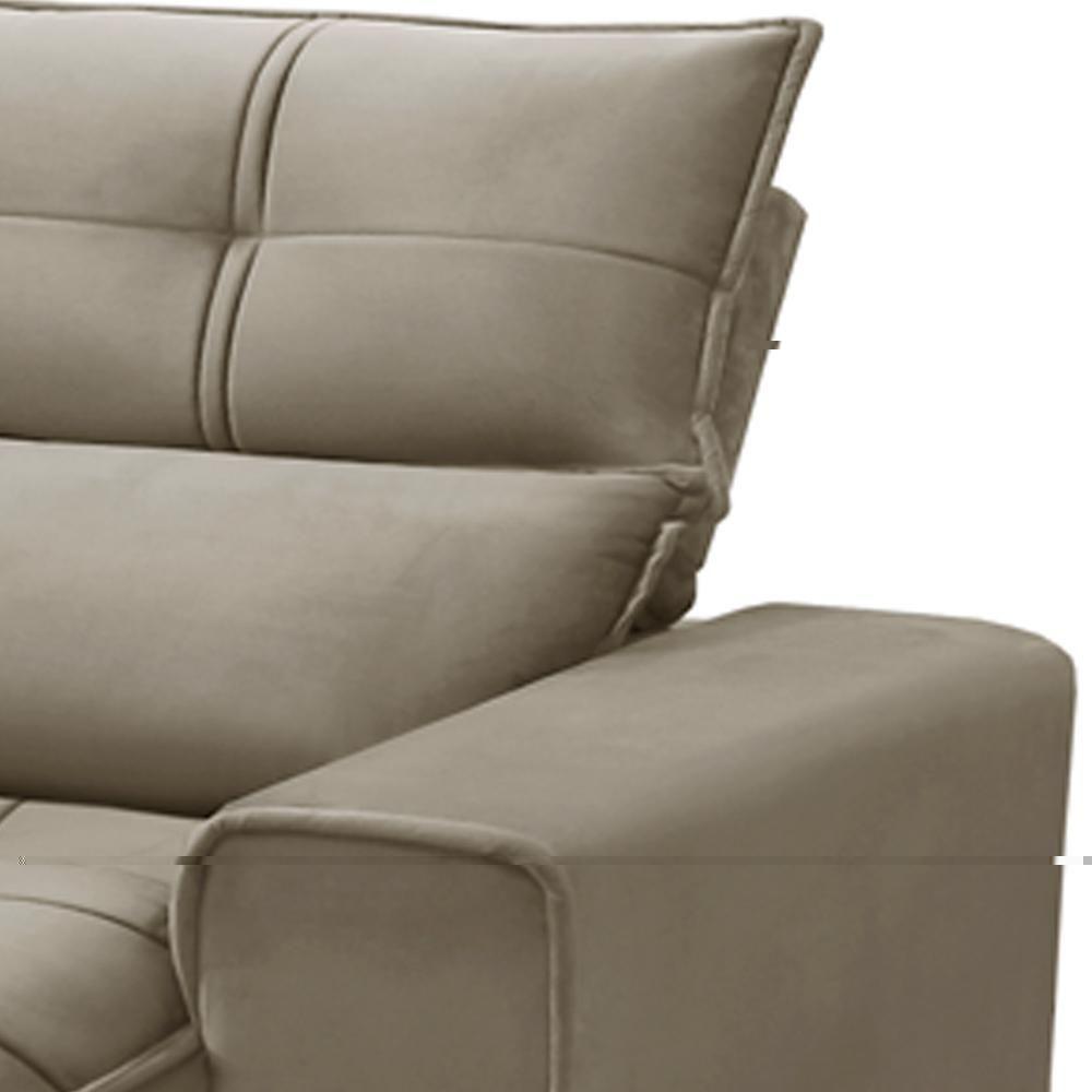 Sofá Retrátil Reclinável Para Sala 3 Lugares 210cm Asaph F04 Veludo Amêndoa - Lyam Decor - 9