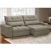 Sofá Retrátil Reclinável Para Sala 3 Lugares 210cm Asaph F04 Veludo Amêndoa - Lyam Decor - 2