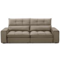 Sofá Retrátil Reclinável Para Sala 3 Lugares 210cm Asaph F04 Veludo Amêndoa - Lyam Decor - 3