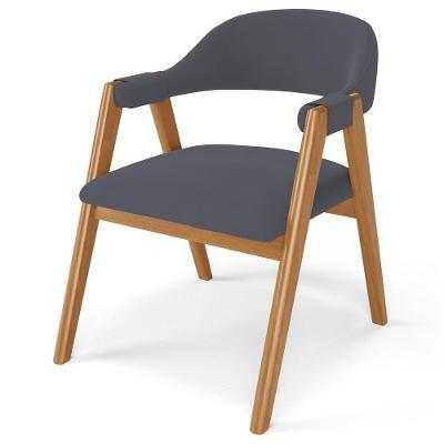Cadeira De Jantar E Estar Living Estofada Nadja L02 Suede Cinza - Lyam Decor