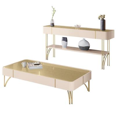 Kit Aparador com Mesa de Centro La Vie Harmony B01 Industrial MDF 160cm Off White Champagne