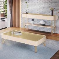 Kit Aparador La Vie Com Mesa De Centro Harmony B01 Off White Champagne - Lyam Decor - 2