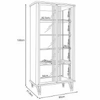 Kit Aparador Buffet Bar Living Santiago Com Cristaleira Adega Síria B01 Off White Champagne - Lyam Decor - 3