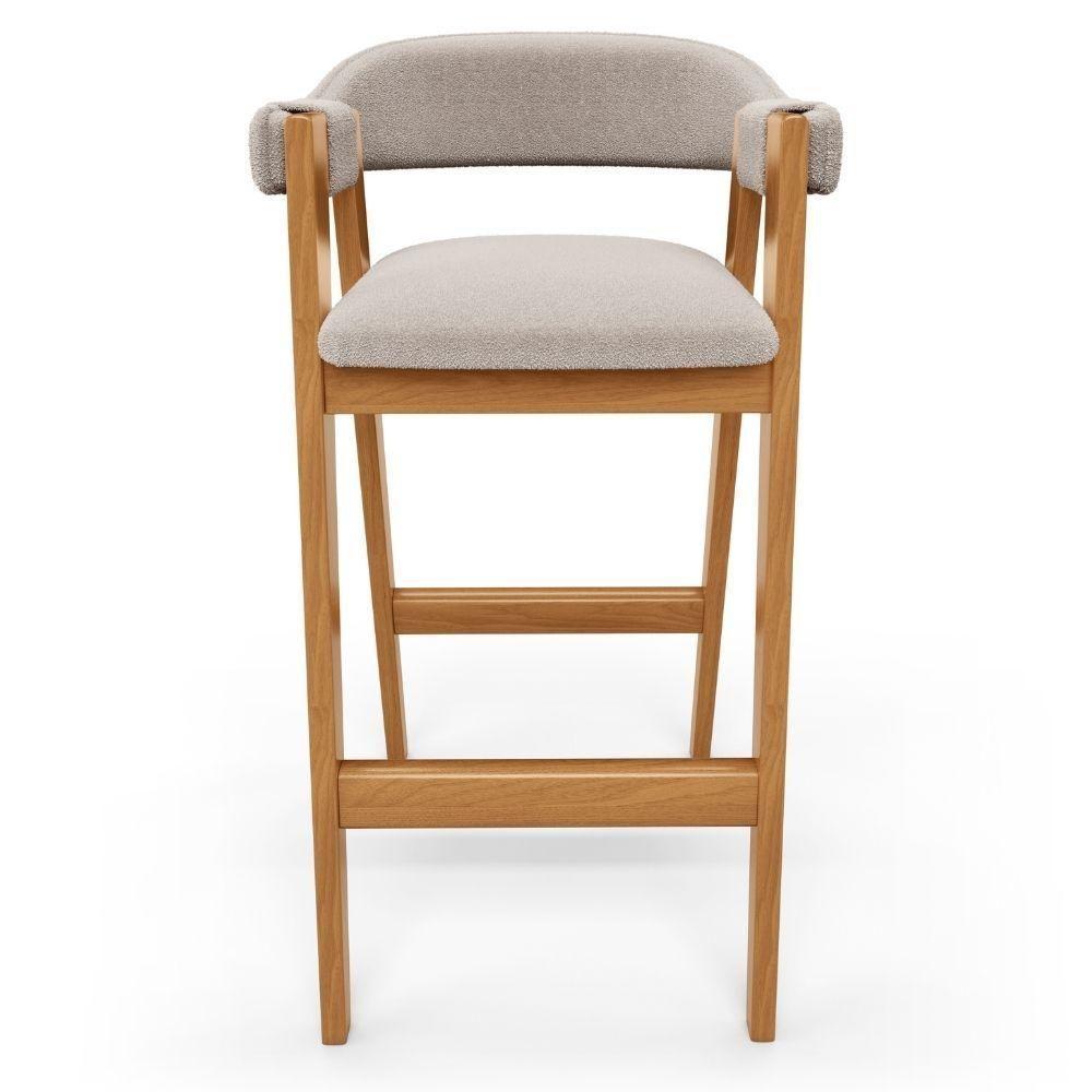 Kit 02 Banquetas Alta Bar Cozinha Sala De Jantar Bar Nadja L02 Bouclê Creme - Lyam Decor - 6