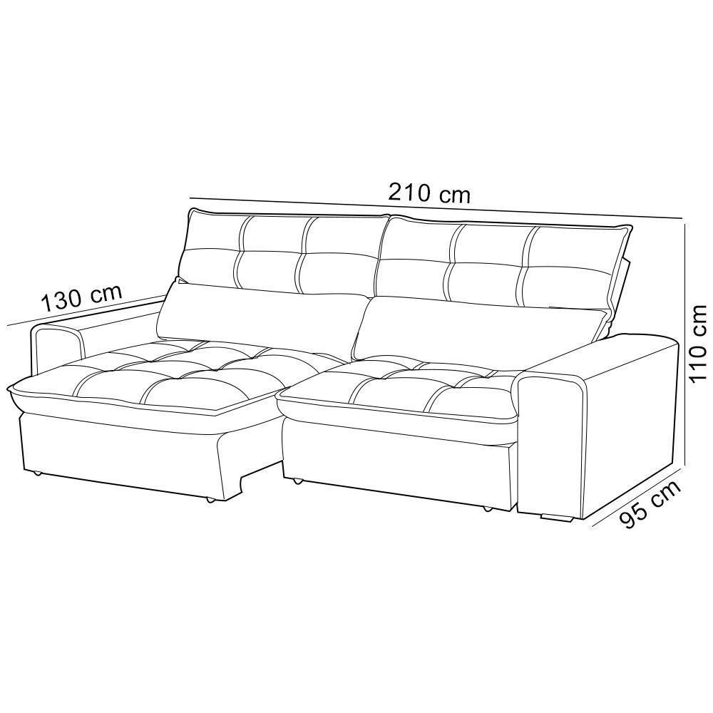 Sofá Retrátil Reclinável Para Sala 3 Lugares 210cm Asaph F04 Veludo Azul - Lyam Decor - 5