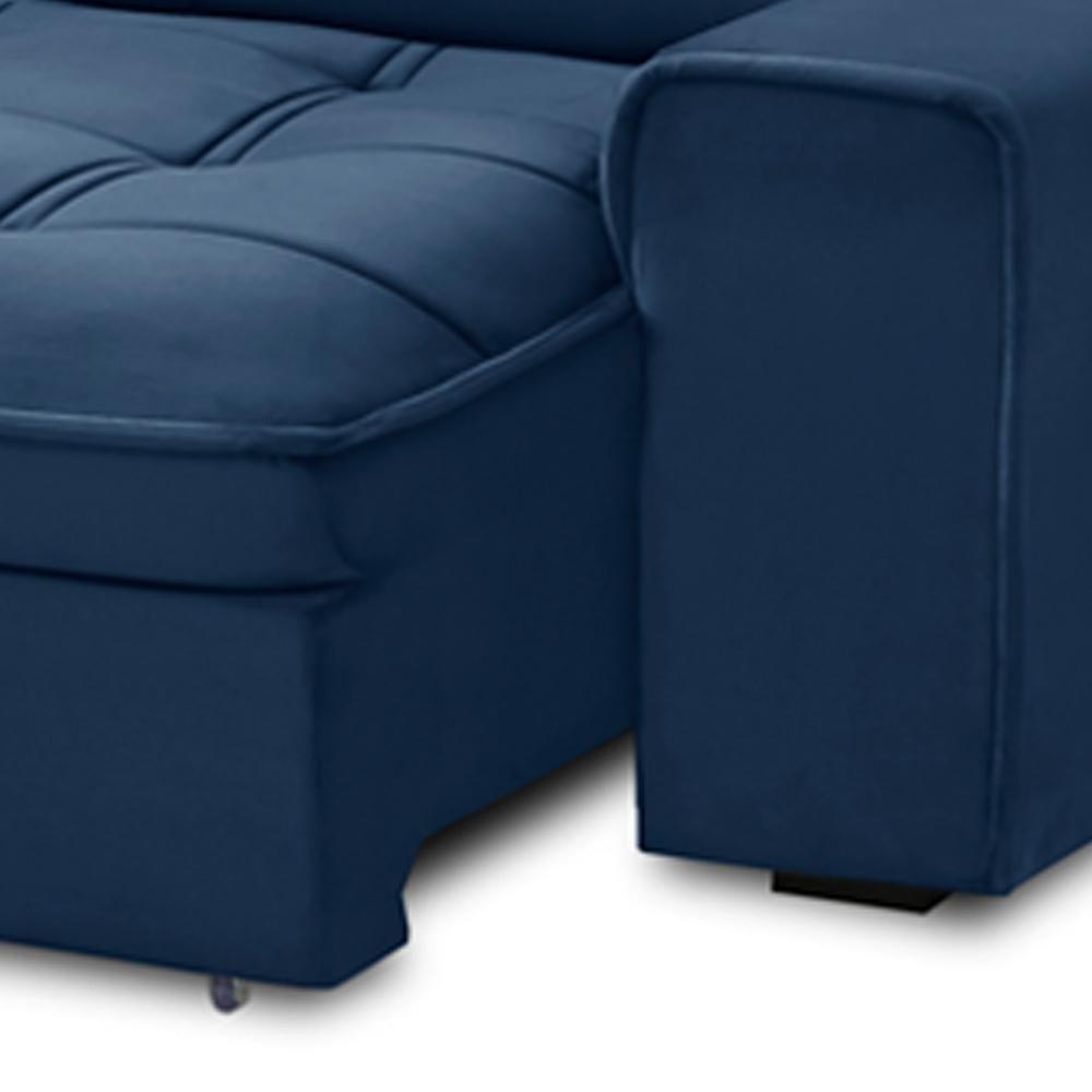 Sofá Retrátil Reclinável Para Sala 3 Lugares 210cm Asaph F04 Veludo Azul - Lyam Decor - 8