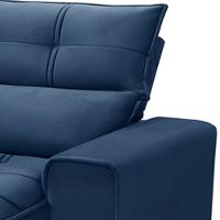 Sofá Retrátil Reclinável Para Sala 3 Lugares 210cm Asaph F04 Veludo Azul - Lyam Decor - 9