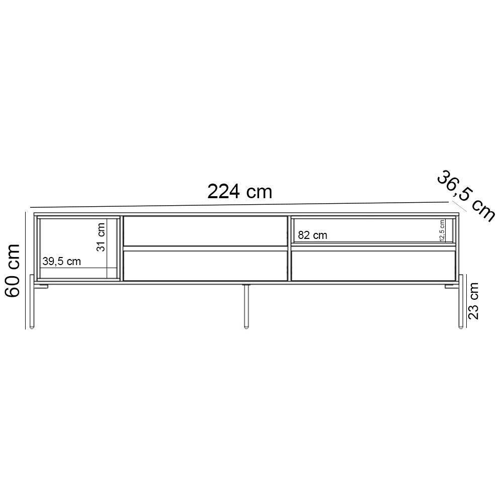 Rack Para Sala De Estar Tv 60 Pol 224cm Industrial Sorah D03 Freijó Off White - Lyam Decor - 4