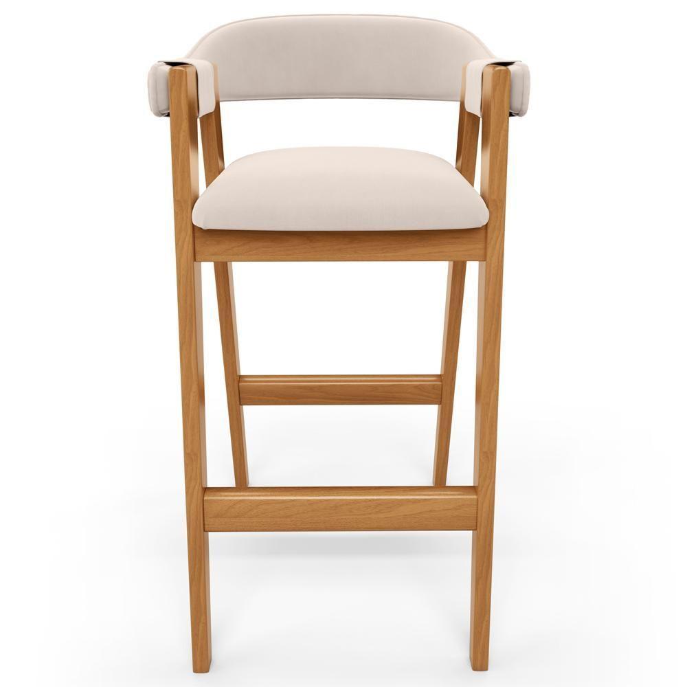 Kit 02 Banquetas Alta Bar Cozinha Sala De Jantar Bar Nadja L02 Suede Bege - Lyam Decor - 2