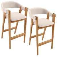 Kit 02 Banquetas Alta Bar Cozinha Sala De Jantar Bar Nadja L02 Suede Bege - Lyam Decor - 1