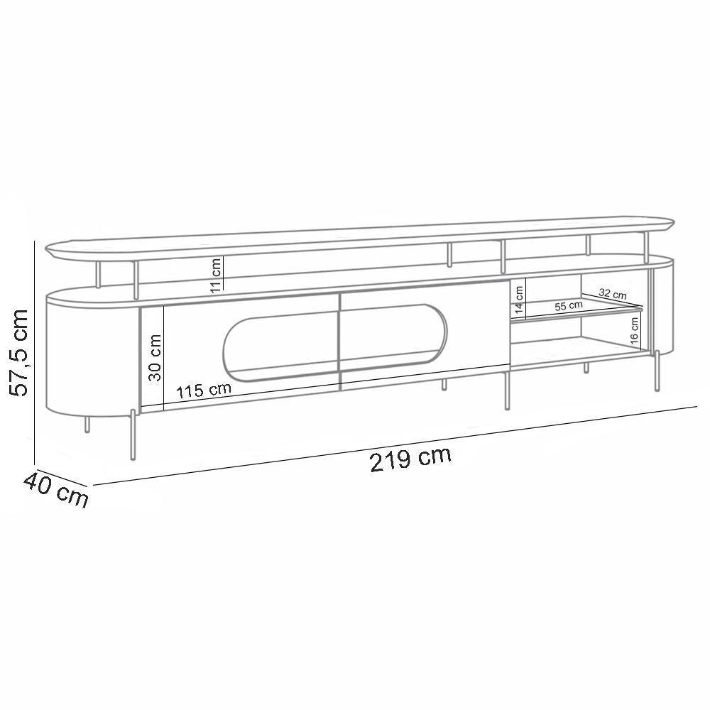Rack Para Sala De Estar Tv 85 Pol Orgânico Sâmia B01 Off White Cinamomo - Lyam Decor - 4