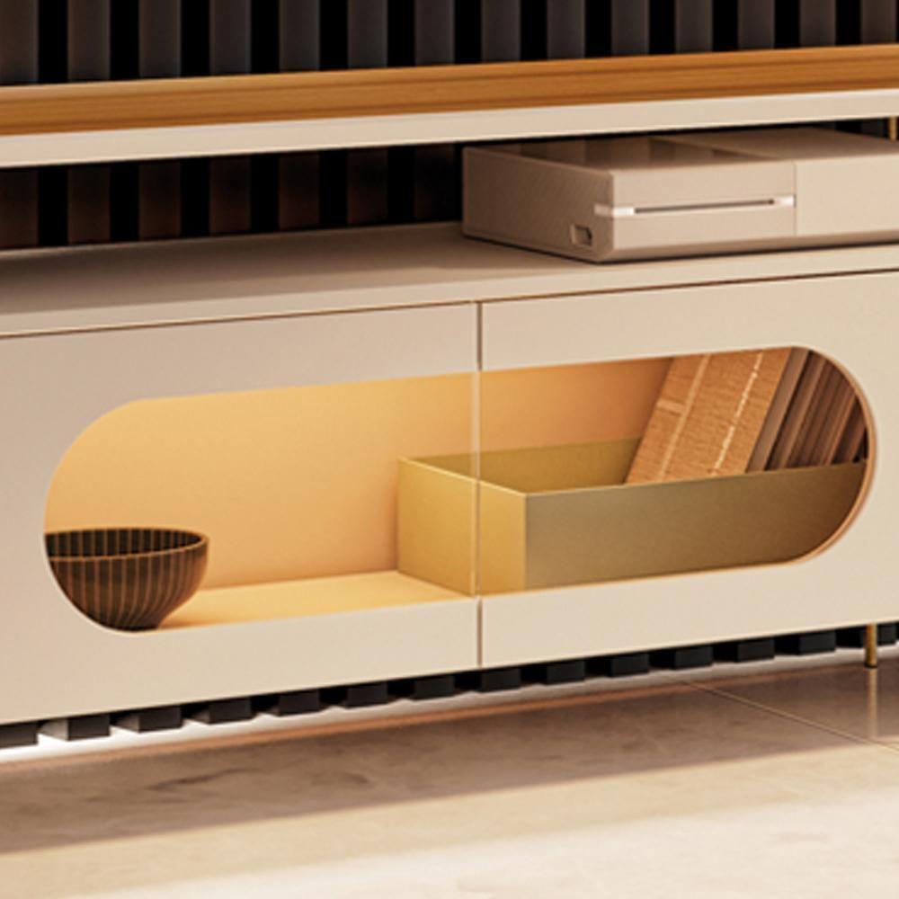 Rack Para Sala De Estar Tv 85 Pol Orgânico Sâmia B01 Off White Cinamomo - Lyam Decor - 5