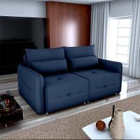 Sofá Cama 2 Lugares Com Almofadas 205cm Celine Suede Azul Matrix Suede Azul - 4