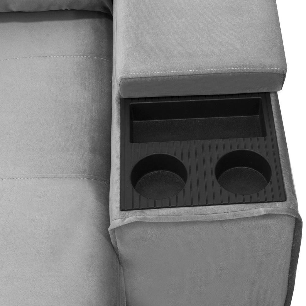Sofá Retrátil Reclinável Para Sala 3 Lugares 230cm Niels F04 Veludo Cinza Claro - Lyam Decor - 8