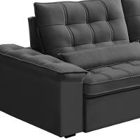 Sofá Retrátil Reclinável Para Sala 3 Lugares 230cm Maresi F04 Veludo Cinza Escuro - Lyam Decor - 5