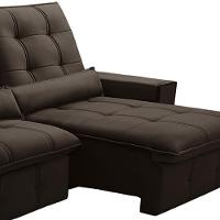Sofá Retrátil Reclinável Para Sala 3 Lugares 230cm Curie F04 Veludo Marrom Escuro - Lyam Decor - 5