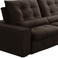 Sofá Retrátil Reclinável Para Sala 3 Lugares 230cm Curie F04 Veludo Marrom Escuro - Lyam Decor - 6