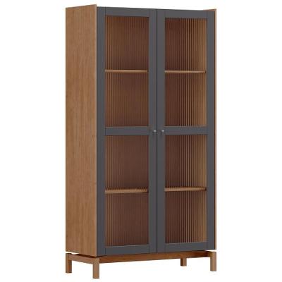 Cristaleira Para Sala De Jantar Bar 2 Portas Vidro 100cm Esdras F06 Tauari Concret - Lyam Decor