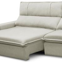 Sofá Retrátil Reclinável Para Sala 3 Lugares 230cm Aisha F04 Veludo Bege - Lyam Decor - 6