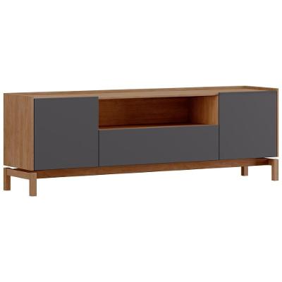 Rack Para Sala De Estar Tv 50 Pol 2 Portas 1 Gaveta Esdras F06 Tauari Concret - Lyam Decor