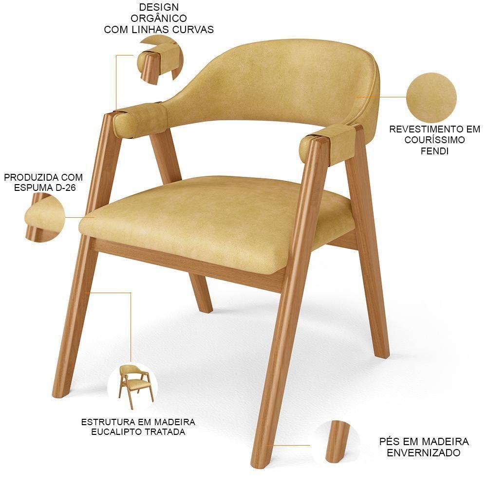 Kit 05 Cadeiras De Jantar E Estar Living Estofada Nadja L02 Couríssimo Fendi - Lyam Decor - 4