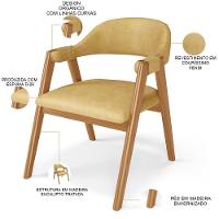 Kit 05 Cadeiras De Jantar E Estar Living Estofada Nadja L02 Couríssimo Fendi - Lyam Decor