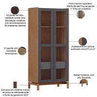 Cristaleira Para Sala De Jantar Bar 2 Portas 1 Gaveta Esdras F06 Tauari Concret - Lyam Decor - 3