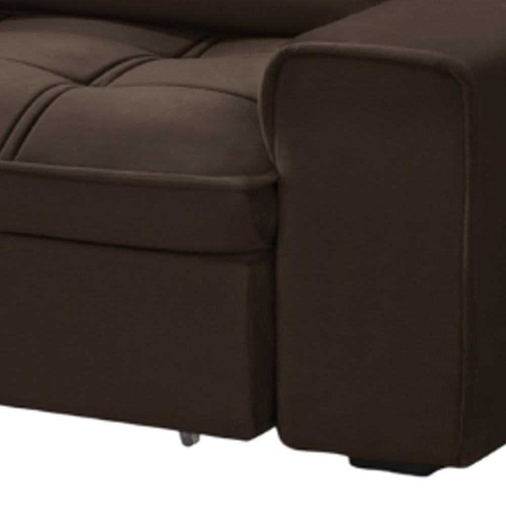 Sofá Retrátil Reclinável Para Sala 3 Lugares 230cm Asaph F04 Veludo Marrom - Lyam Decor - 5