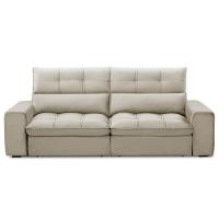 Sofá Retrátil Reclinável Para Sala 3 Lugares 230cm Asaph F04 Veludo Bege - Lyam Decor - 3