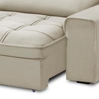 Sofá Retrátil Reclinável Para Sala 3 Lugares 230cm Asaph F04 Veludo Bege - Lyam Decor - 8