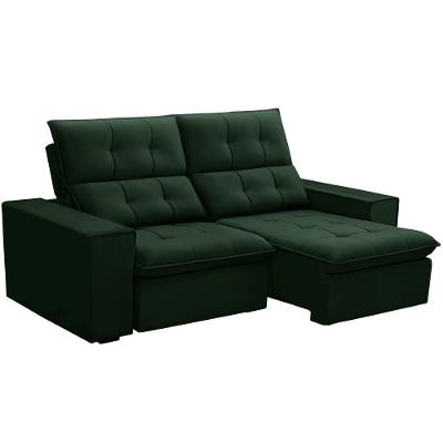 Sofá Retrátil Reclinável Para Sala 3 Lugares 210cm Vincent F04 Veludo Verde - Lyam Decor