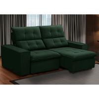 Sofá Retrátil Reclinável Para Sala 3 Lugares 210cm Vincent F04 Veludo Verde - Lyam Decor - 2