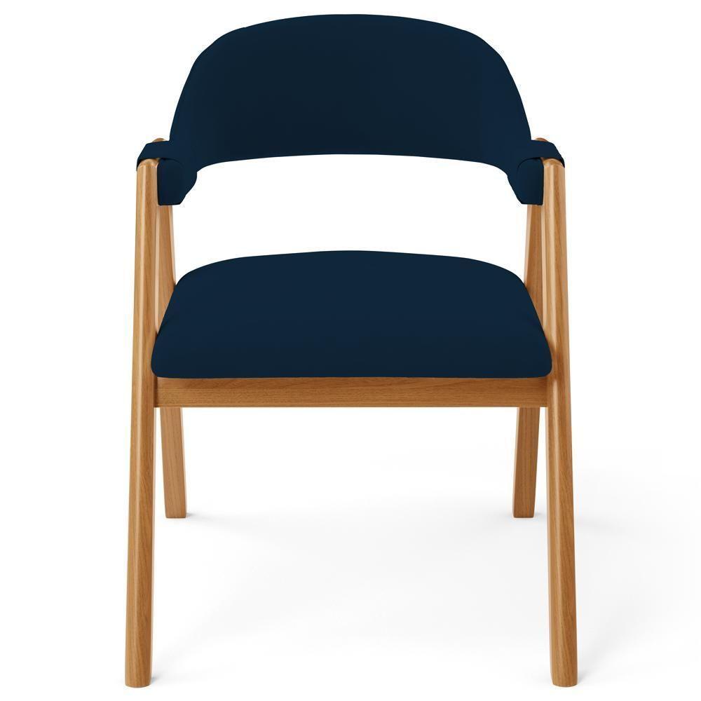 Kit 05 Cadeiras De Jantar E Estar Living Estofada Nadja L02 Suede Azul Marinho - Lyam Decor - 3