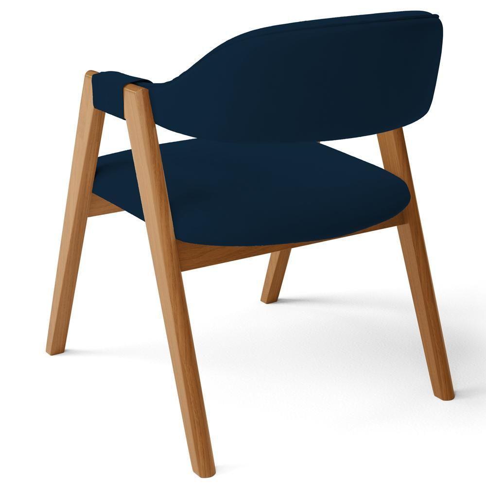 Kit 05 Cadeiras De Jantar E Estar Living Estofada Nadja L02 Suede Azul Marinho - Lyam Decor - 8