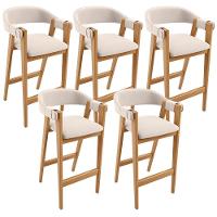 Kit 05 Banquetas Alta Bar Cozinha Sala De Jantar Bar Nadja L02 Suede Bege - Lyam Decor - 1