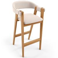 Kit 05 Banquetas Alta Bar Cozinha Sala De Jantar Bar Nadja L02 Suede Bege - Lyam Decor - 3