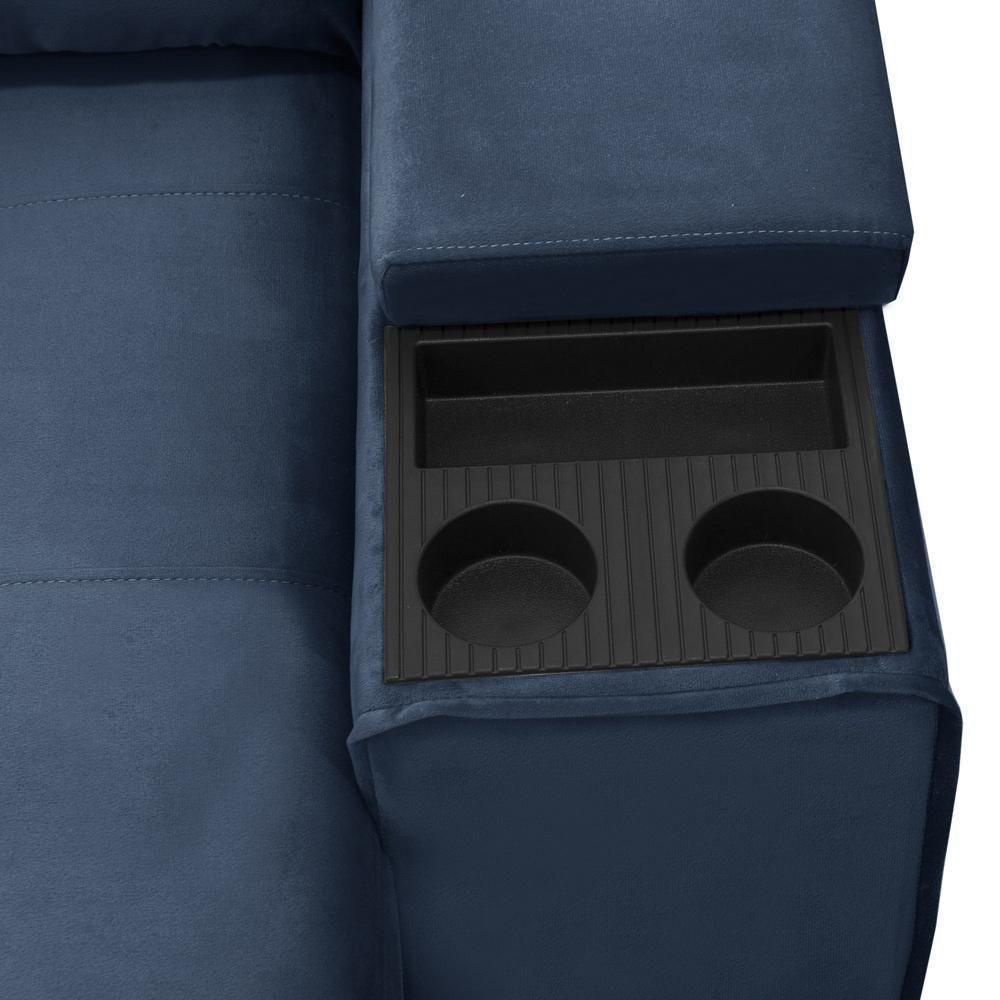 Sofá Retrátil Reclinável Para Sala 3 Lugares 210cm Niels F04 Veludo Azul - Lyam Decor - 9