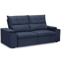Sofá Retrátil Reclinável Para Sala 3 Lugares 210cm Niels F04 Veludo Azul - Lyam Decor - 7