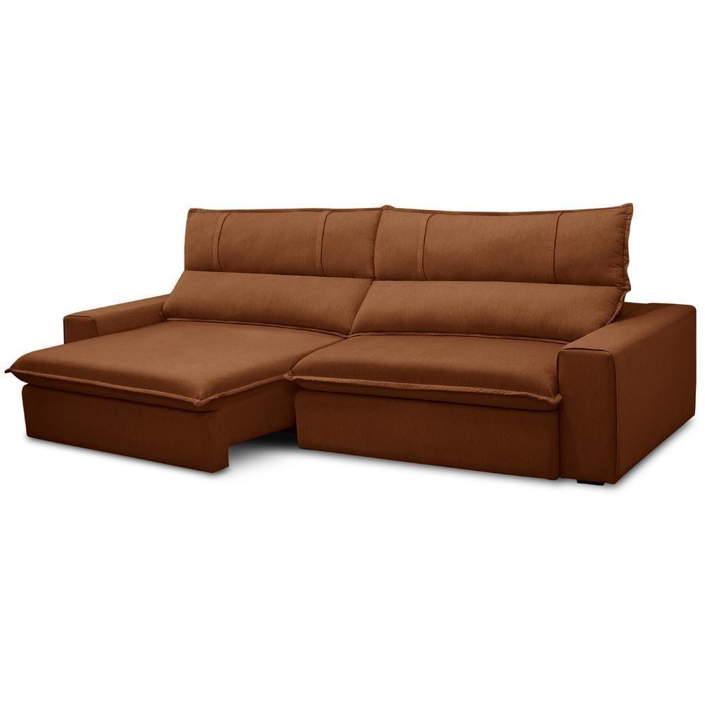 Sofá Retrátil Reclinável Para Sala 3 Lugares 230cm Aisha F04 Veludo Terracota - Lyam Decor - 5