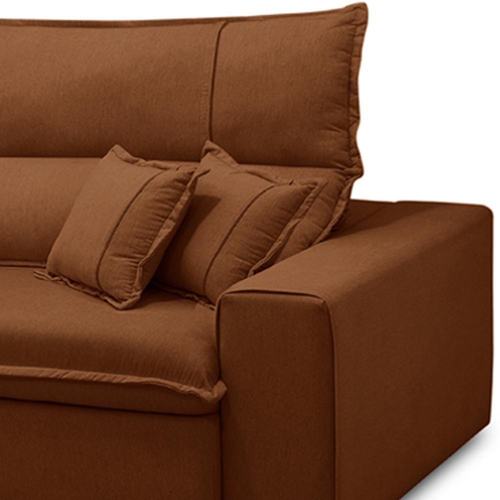 Sofá Retrátil Reclinável Para Sala 3 Lugares 230cm Aisha F04 Veludo Terracota - Lyam Decor - 7