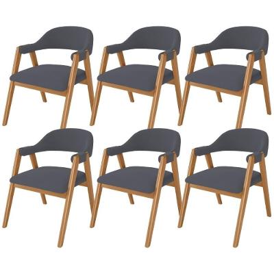 Kit 06 Cadeiras De Jantar E Estar Living Estofada Nadja L02 Suede Cinza - Lyam Decor