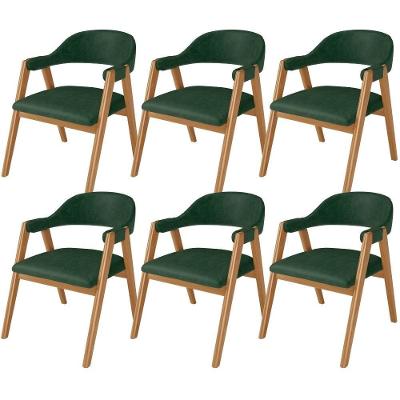 Kit 06 Cadeiras De Jantar E Estar Living Estofada Nadja L02 Couríssimo Verde Musgo - Lyam Decor