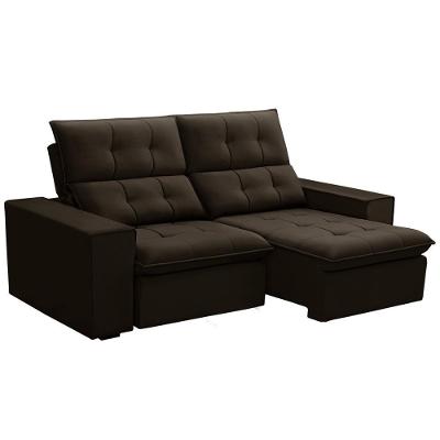 Sofá Retrátil Reclinável Para Sala 3 Lugares 210cm Vincent F04 Veludo Marrom Escuro - Lyam Decor