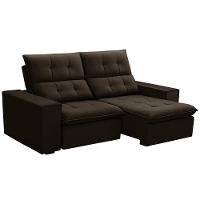 Sofá Retrátil Reclinável Para Sala 3 Lugares 210cm Vincent F04 Veludo Marrom Escuro - Lyam Decor - 1