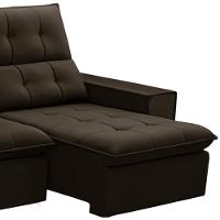 Sofá Retrátil Reclinável Para Sala 3 Lugares 210cm Vincent F04 Veludo Marrom Escuro - Lyam Decor - 5