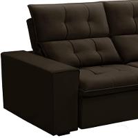 Sofá Retrátil Reclinável Para Sala 3 Lugares 210cm Vincent F04 Veludo Marrom Escuro - Lyam Decor - 6