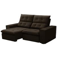 Sofá Retrátil Reclinável Para Sala 3 Lugares 210cm Vincent F04 Veludo Marrom Escuro - Lyam Decor - 7