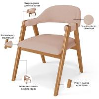 Kit 04 Cadeiras De Jantar E Estar Living Estofada Nadja L02 Linho Rosê - Lyam Decor