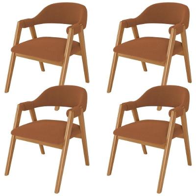 Kit 04 Cadeiras De Jantar E Estar Living Estofada Nadja L02 Bouclê Terracota - Lyam Decor